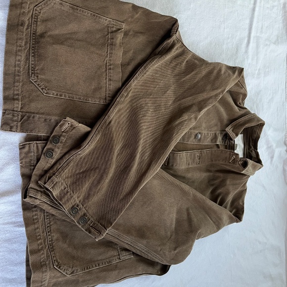 Beige Oversized Denim Jacket Unisex XL + Matching Shorts - Picture 10 of 13